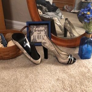 WHBM SNAKESKIN HEELS